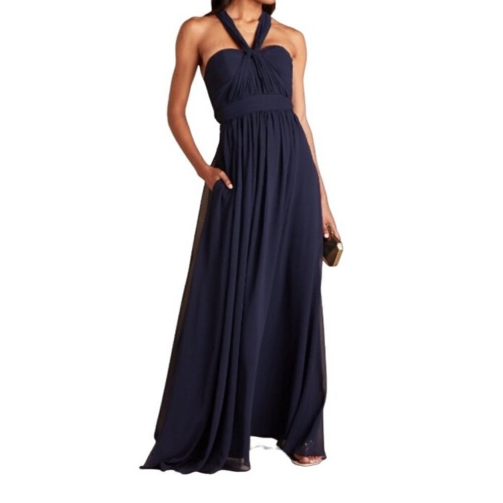 NWT Birdy Grey Black Sleveless Dress With Halter Straps. Sz L